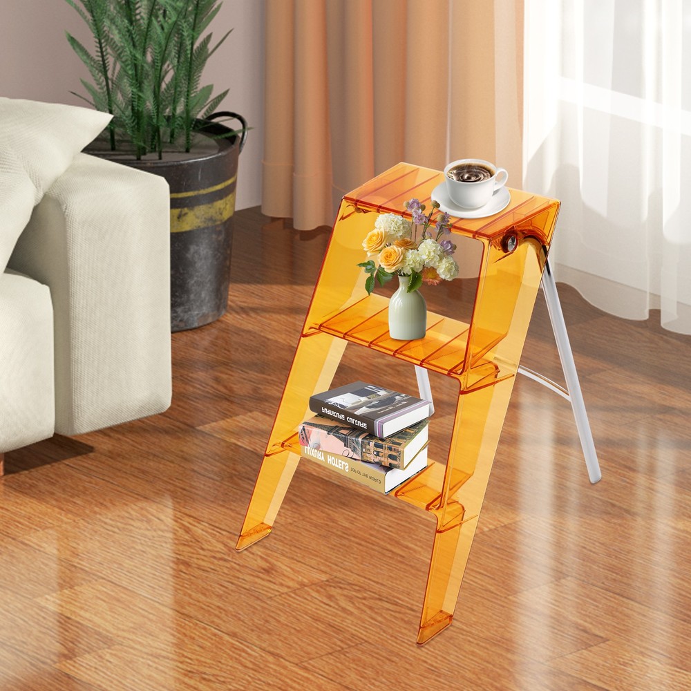 Orange Folding Step Stool for Adults 3 Step Ladder Folding Step Stool 44*52*63cm