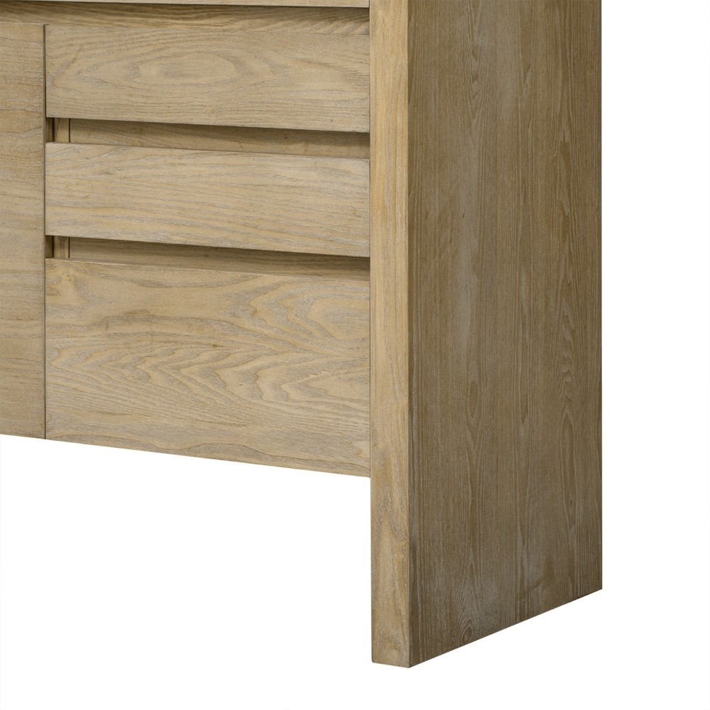 Modern Solid Wood Sideboard Storage Cabinet Console Table With 3 Doors 3 Drawers