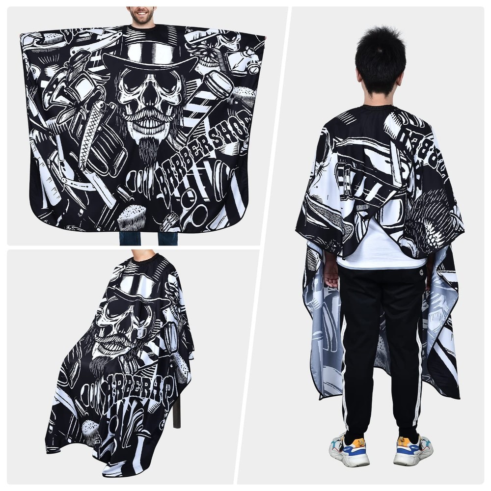 Professional Waterproof Leopard Hair Cutting Cape Snaps Polyester Salon Smock
