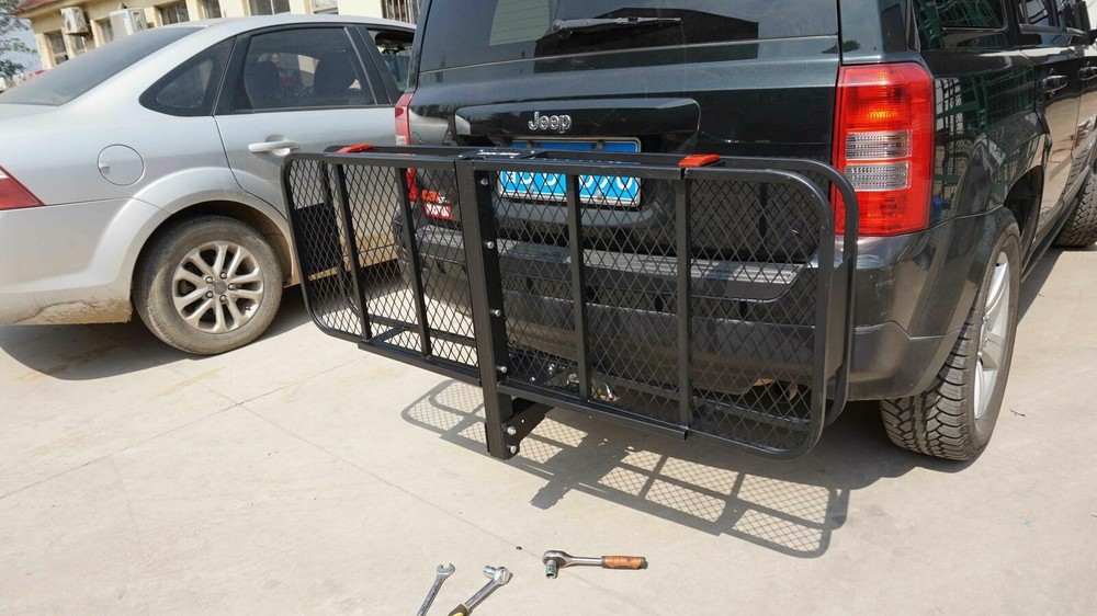 500 lbs Hitch Cargo Carrier Mounted Basket Foldable Luggage Rack w/ 2" Receiver