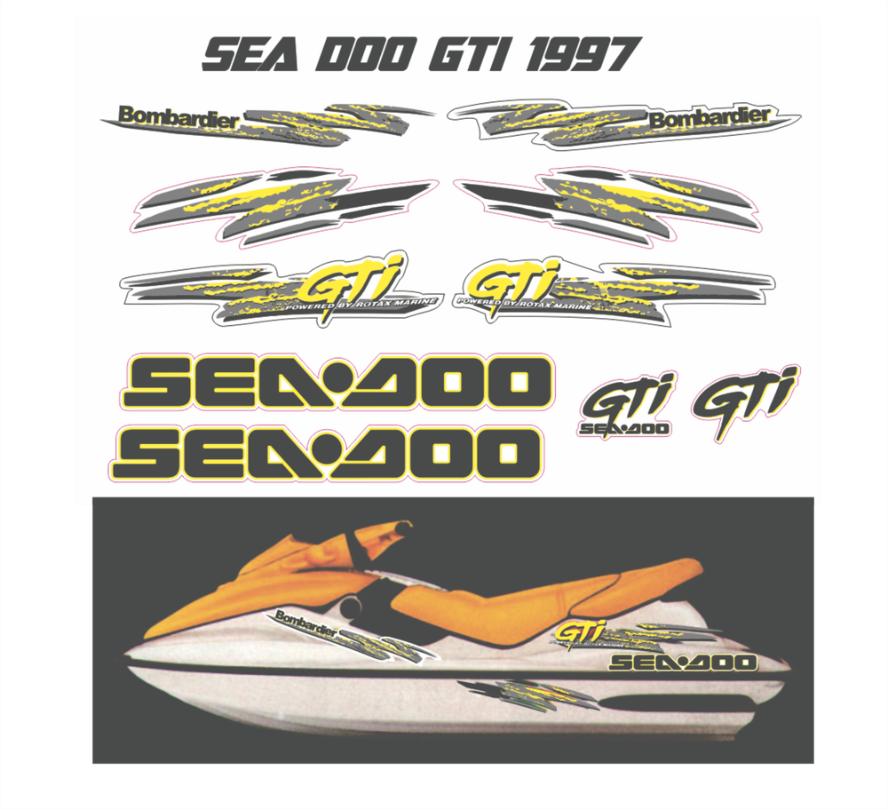 SEADOO GTI 1997 Graphics / Decal / Sticker Kit Grey