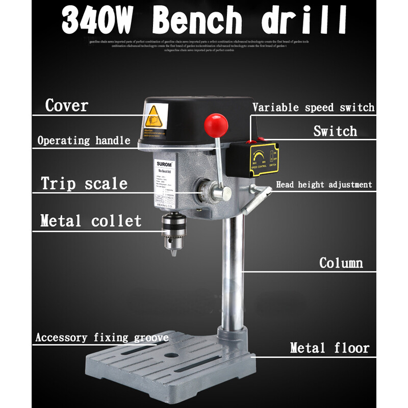 Multi-Function Small Electric Drill Micro Bench Drill 340W 220V 0.6mm-6.5mm 1Pcs