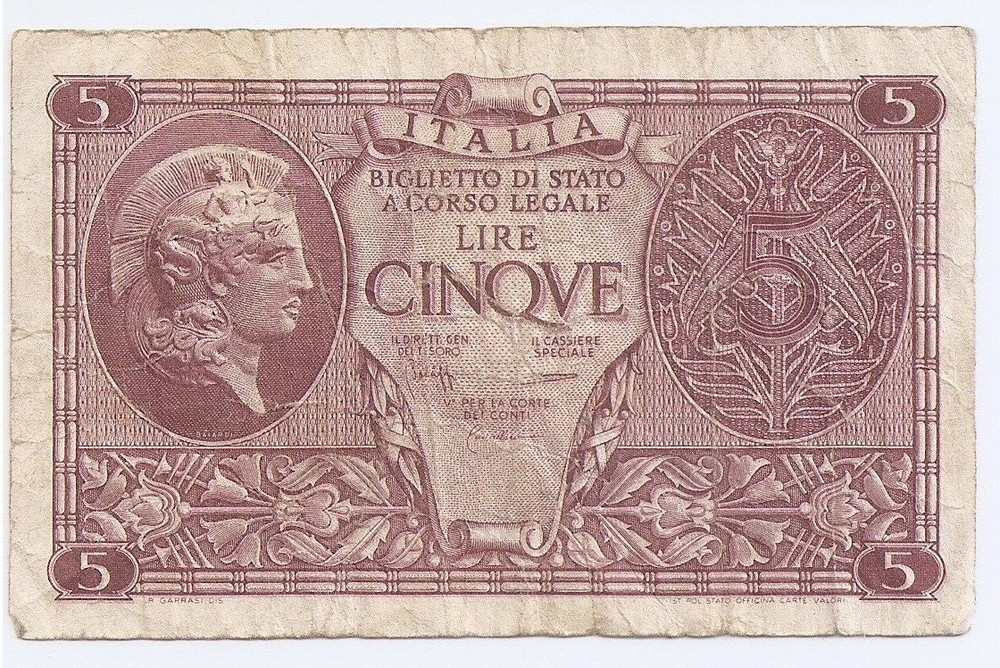 ITALY 5 lire 1944