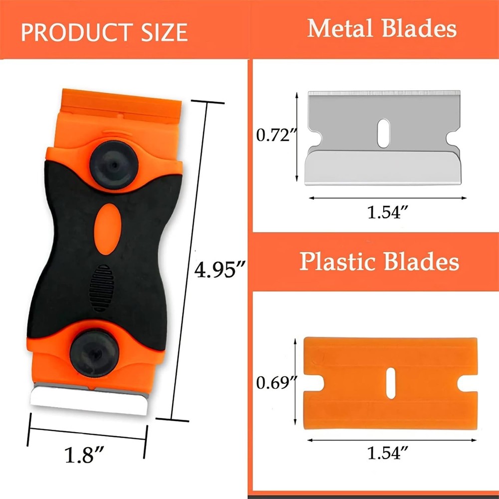 Razor Blade Scraper, 2-in-1 Double Edged Razorblade Scraper Tool with 20Pcs