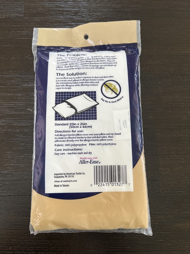 Allergy relief Waterproof pillow protector 1 standard fits regular&guesseted