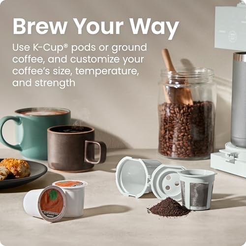Caffeinator Single Serve Coffee Maker, Brew Kcups & Grounds, Drip Concrete