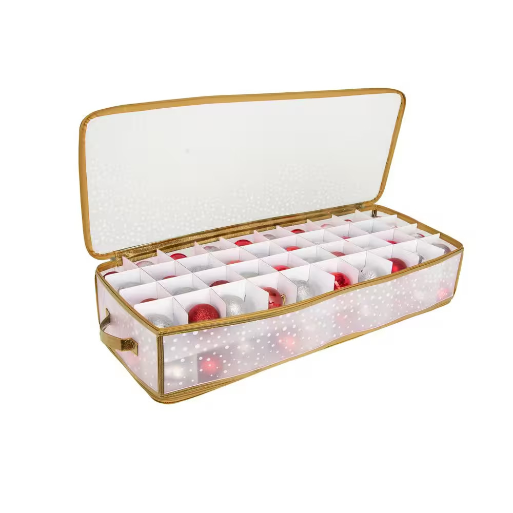 Gold Polypropylene 80 Count Ornament Storage Organizer