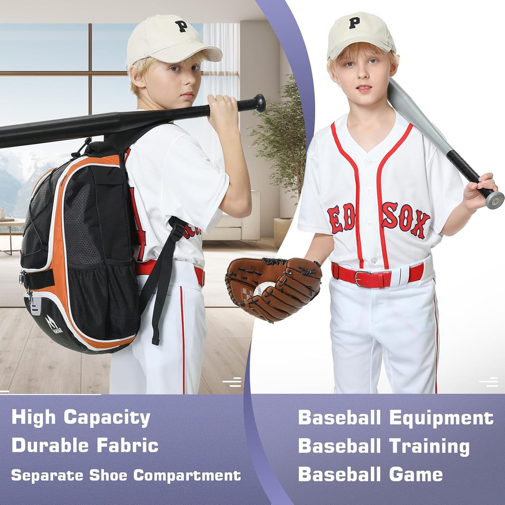 Baseball Bag-Baseball Backpack Holder for Baseball, Large Main Compartment,Softb