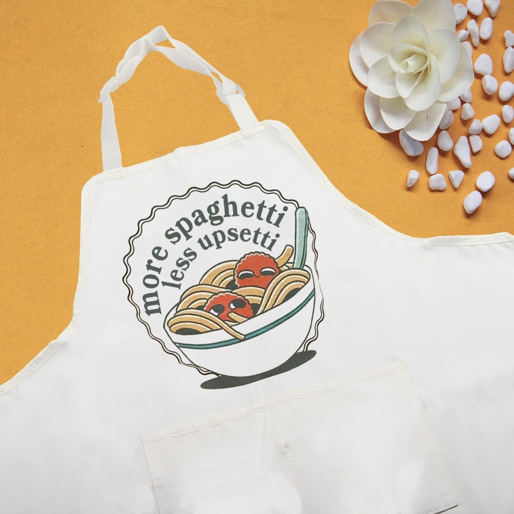 Pasta Gift Spaghetti Lover Apron More Spaghetti Less Upsetti Kitchen Gift