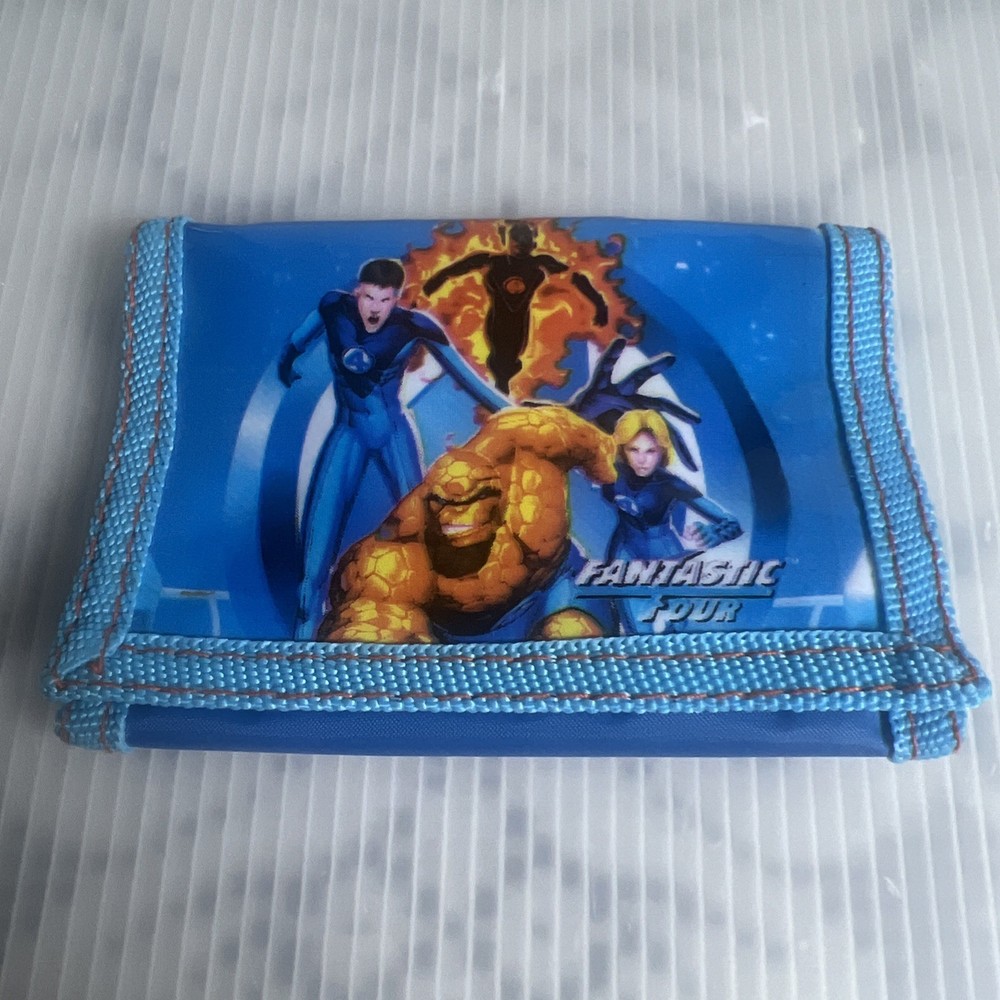 VINTAGE MARVEL FANTASTIC FOUR WALLET NICE GRAPHICS TRI FOLD Blue