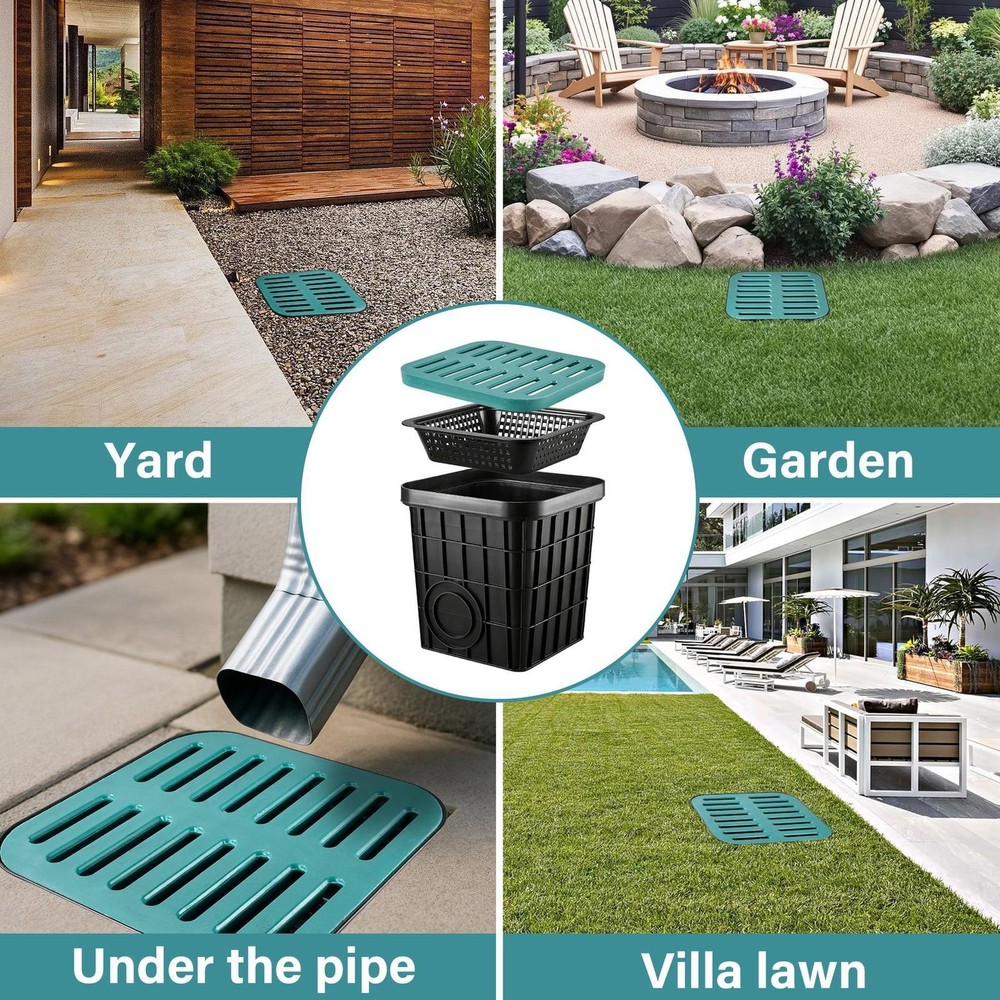 16in Catch Basin with Fiber Glass Grate,Catch Basin for Drainage Debris Basket