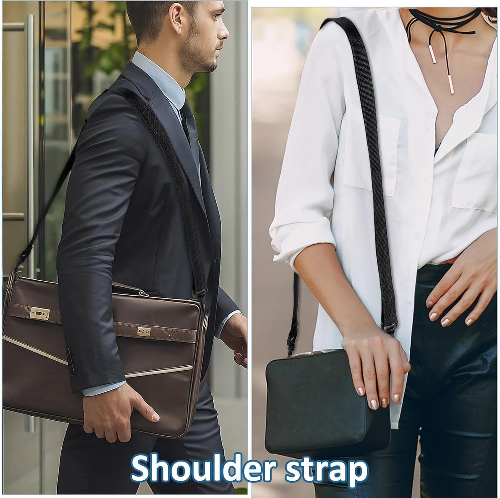 2 Pack Black Adjustable Straps with Clips for Bags, Replacement Shoulder Strap,