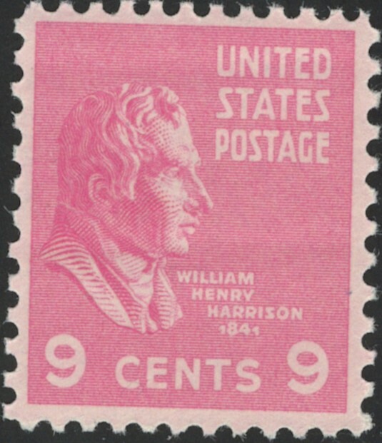 US. 814. 9c. William Harrison. More Centering. MNH. 1938.