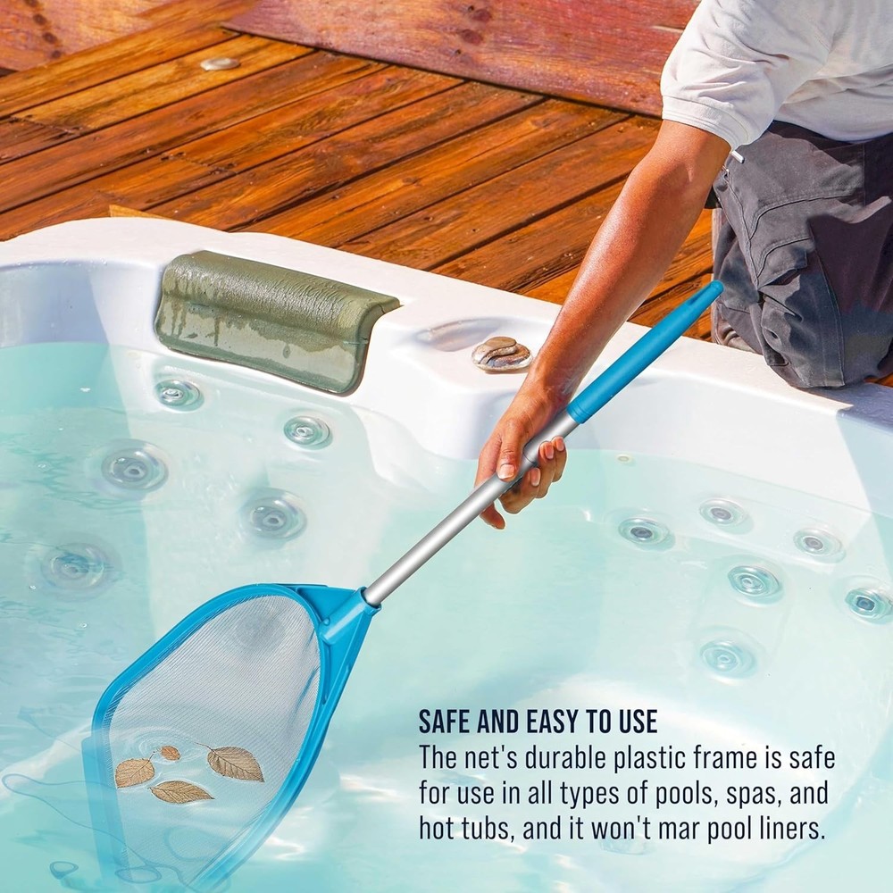 Pool & Spa Skimmer Net with Telescoping Pole 32"-5ft Fine Mesh Pool Cleaner