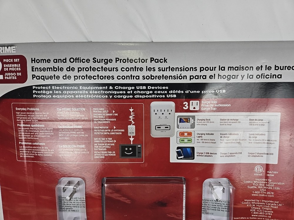 2 PIECE SET PRIME Home And Office Surge Protector Pack
