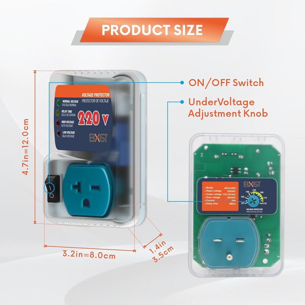 20A Heavy-Duty Surge Protector & Voltage Regulator for Refrigerators