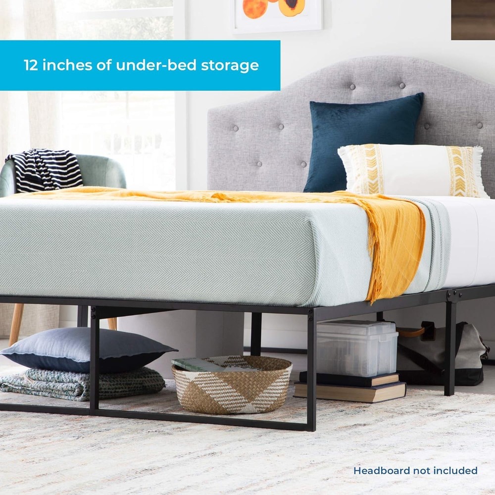 Space-Saving Twin Platform Bed Frame - 14" High, Easy Assembly, Stylish Design
