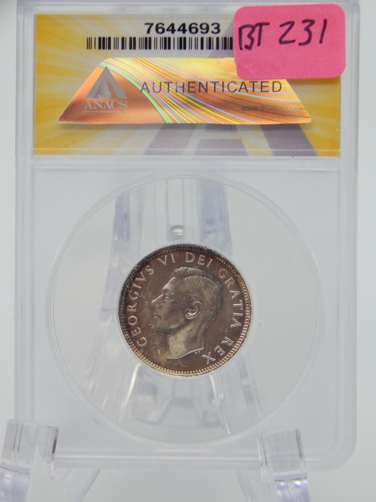 1950 ANACS MS 64 Canada 25 CENT Silver QUARTER #BT-231