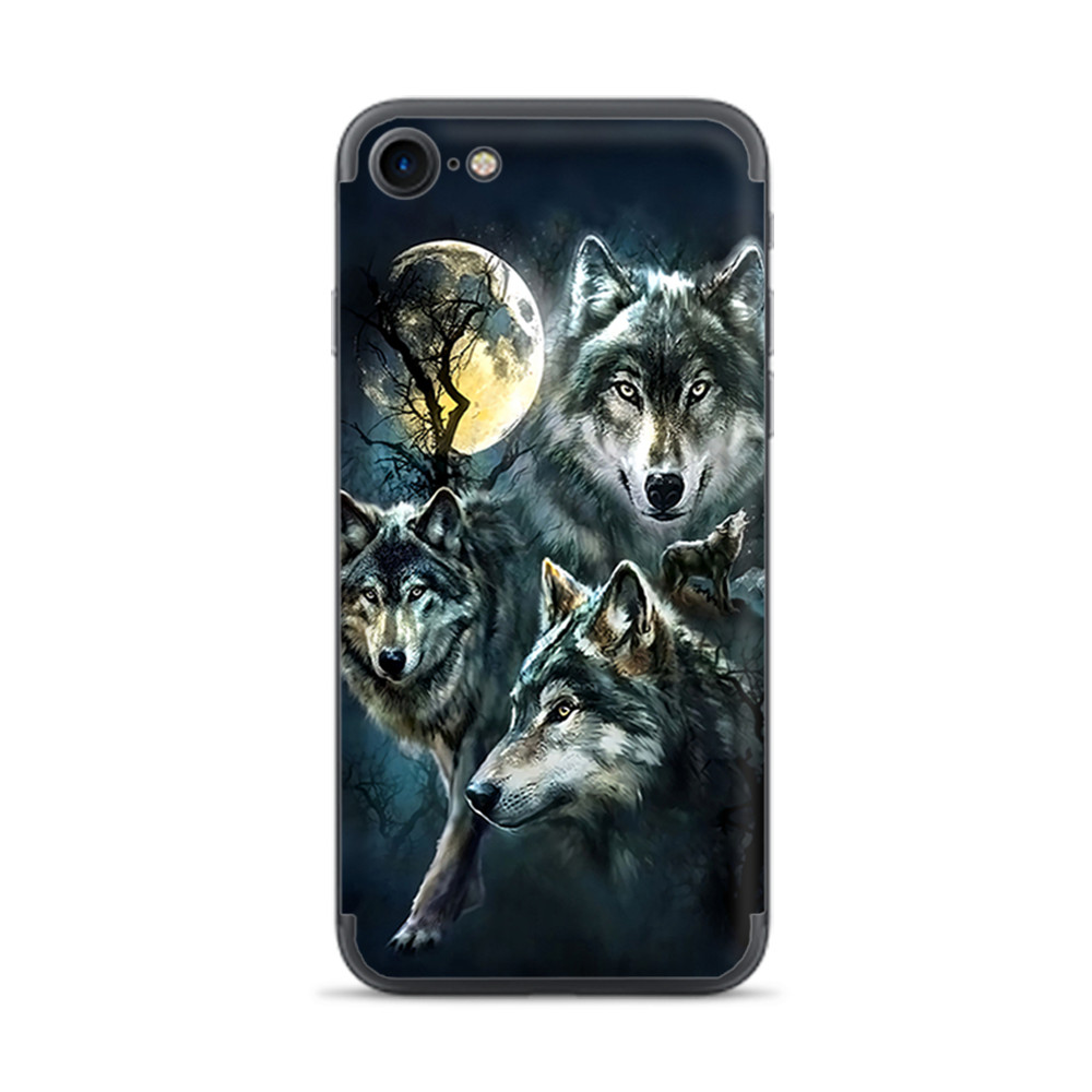 Apple iPhone 7 / 8 Skins Decal Wrap 3 Wolves Moonlight