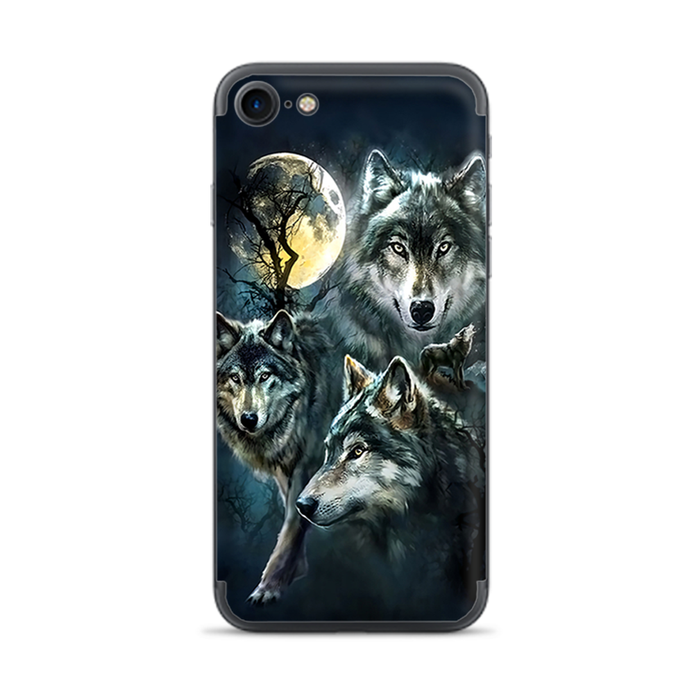 Apple iPhone 7 / 8 Skins Decal Wrap 3 Wolves Moonlight