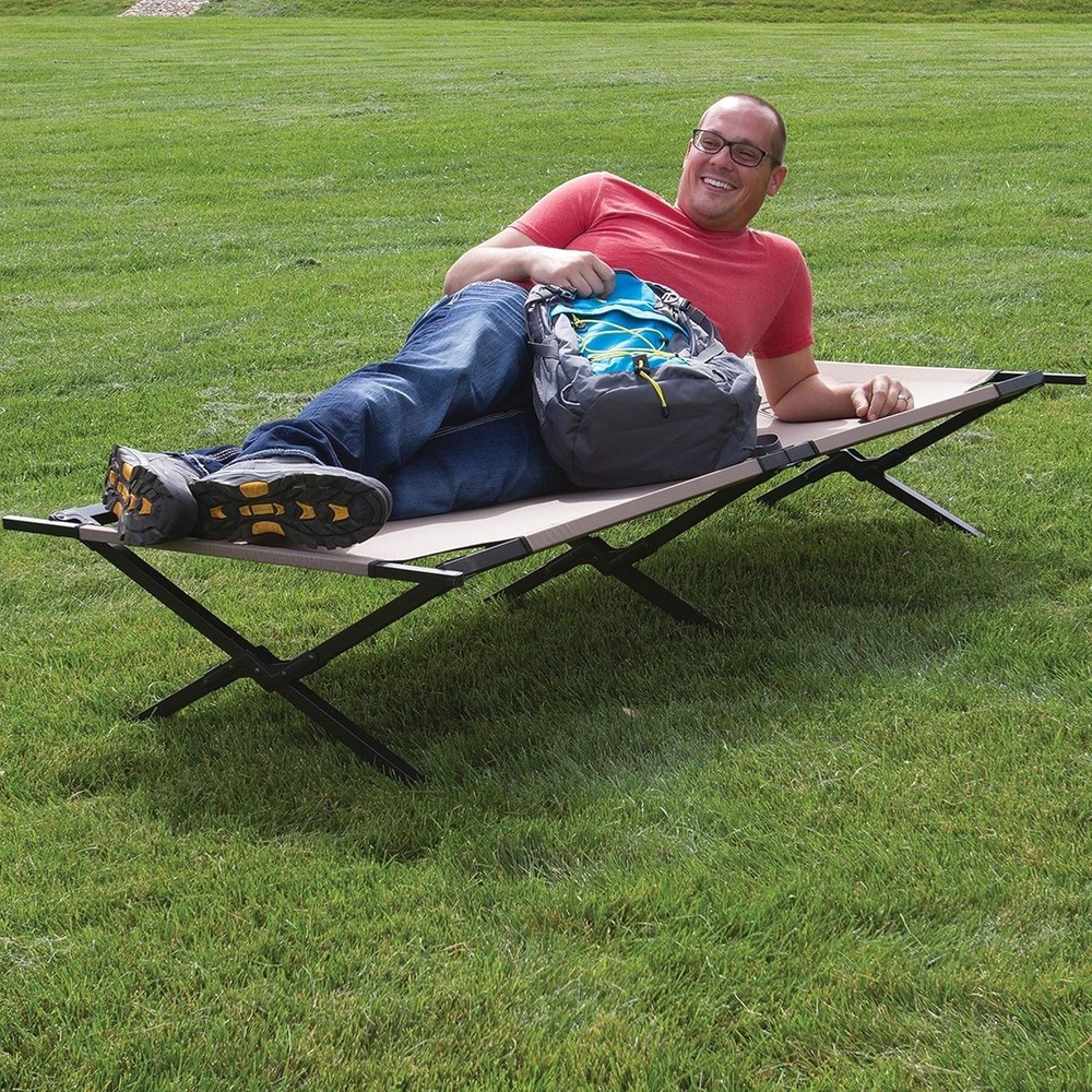 Camping Folding Cot with Easy Setup Takedown Elevated Sleeping Guests