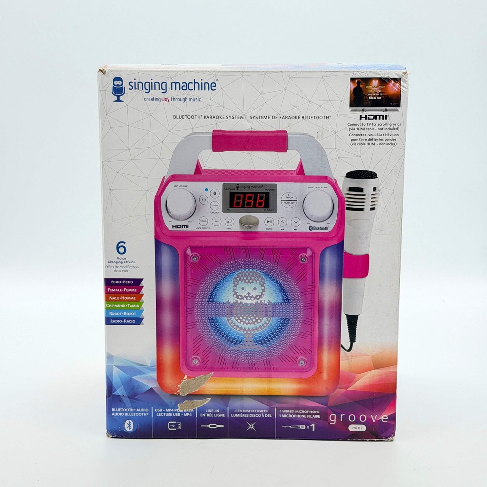 Singing Machine Portable Karaoke Machine with Wired Microphone, Bluetooth, LED L