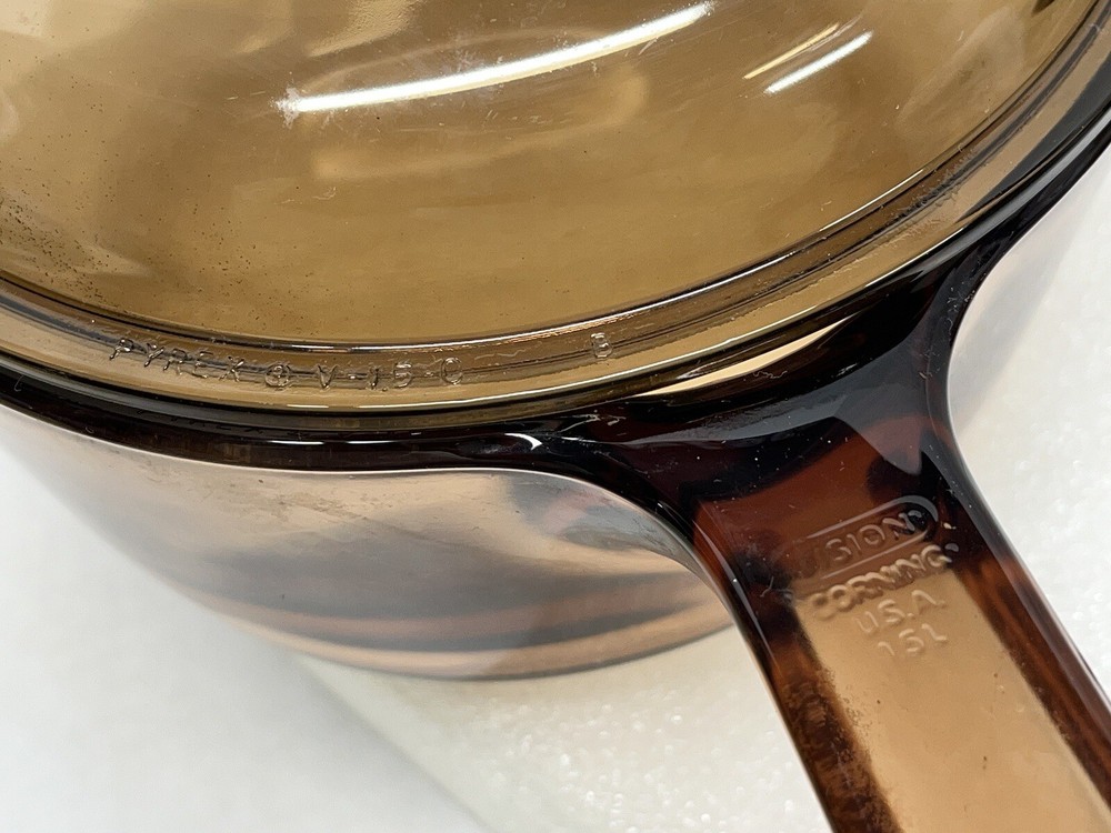Corning Pyrex Visionware Amber Glass Saucepan + Lid