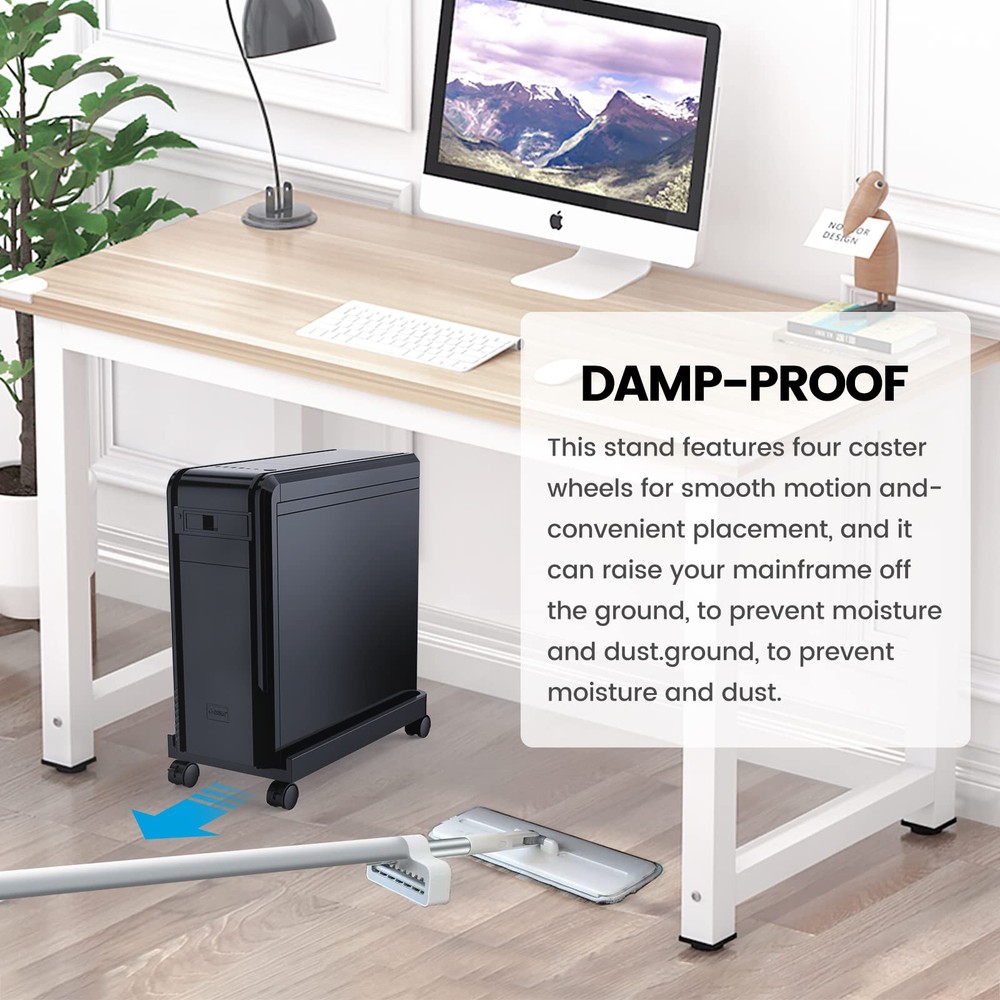 Computer Tower Stand, Mobile CPU Holder with 4 Caster Wheels Computer Tower S...