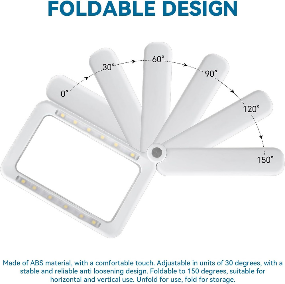 Rechargeable Magnifying Glass with Light, 5X Large Rectangular Page Magnifier, 1