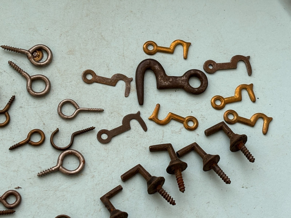 Clock makers Door Case Hooks & screw in hinges Clock case door hooks & key hook
