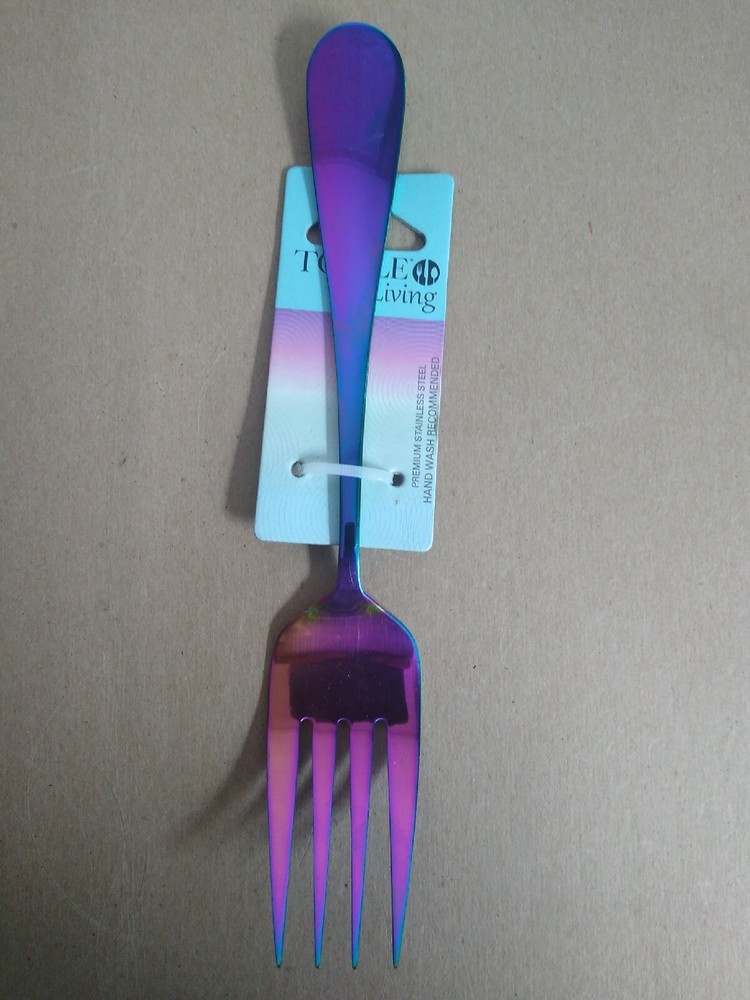 Towle Living Basic Rainbow Colorful Large Cold Meat Fork