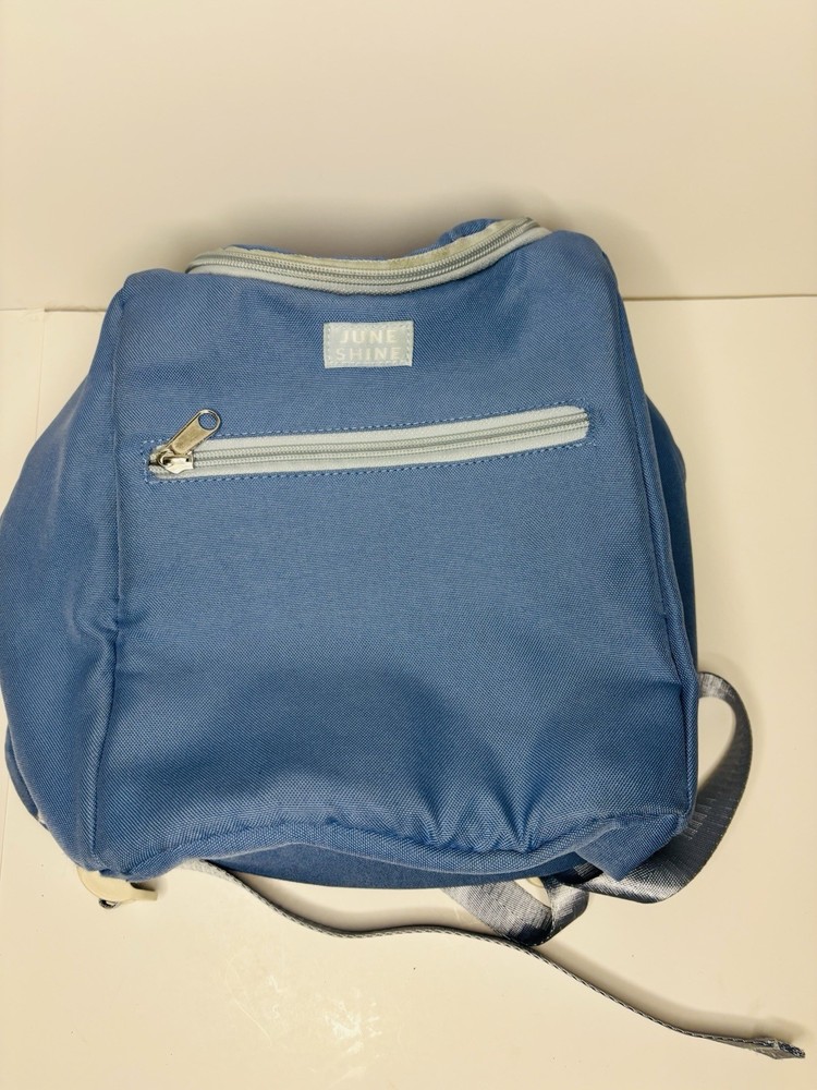 JUNE SHINE Blue Canvas Kids Backpack Adjustable Strap Top Handle Zipper Pocket