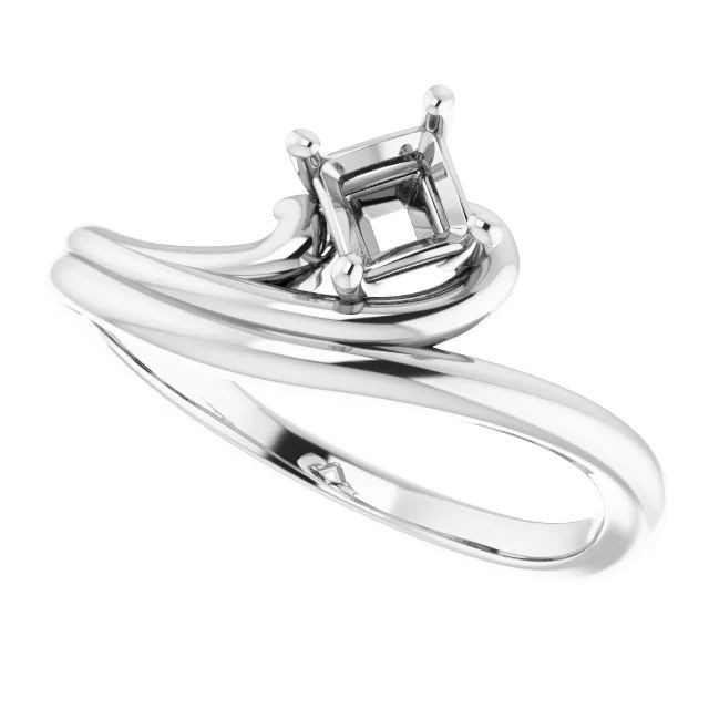 Women Engagement Semi Mount Ring Setting Square 6mm 925 Silver