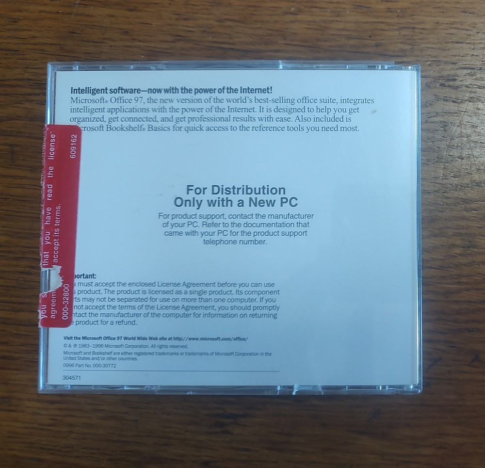 microsoft office 97 professional edition for distribution with new pc