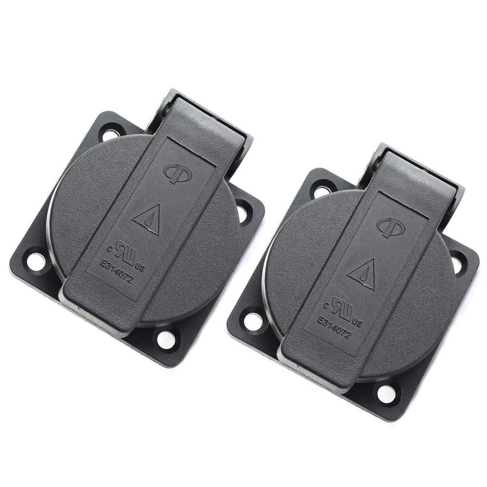 2-Pack US Standard Water-Proof Power Outlet 3-Hole Socket AC 15A 125V Panel Moun