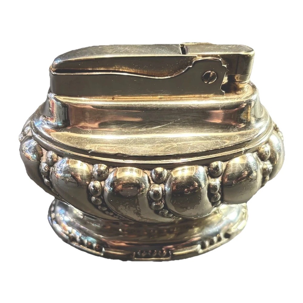 Vintage Ronson "Crown" Table Lighter Silver Plated 1950s MCM