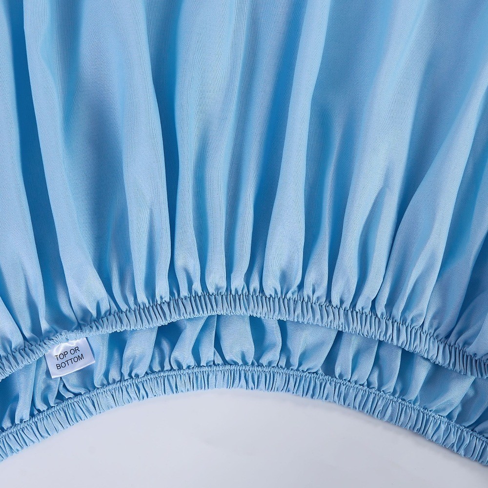 Microfiber 3-Piece Twin Sheet Set Light Blue Fitted Flat Bed Sheets Pillowcase