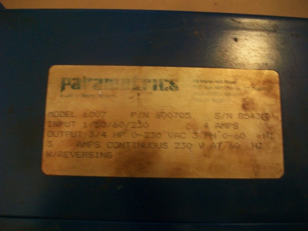 FHP Parametrics PARAJUST AC Motor Speed Control Model 6007 - 1PH INPUT 3PH OUT