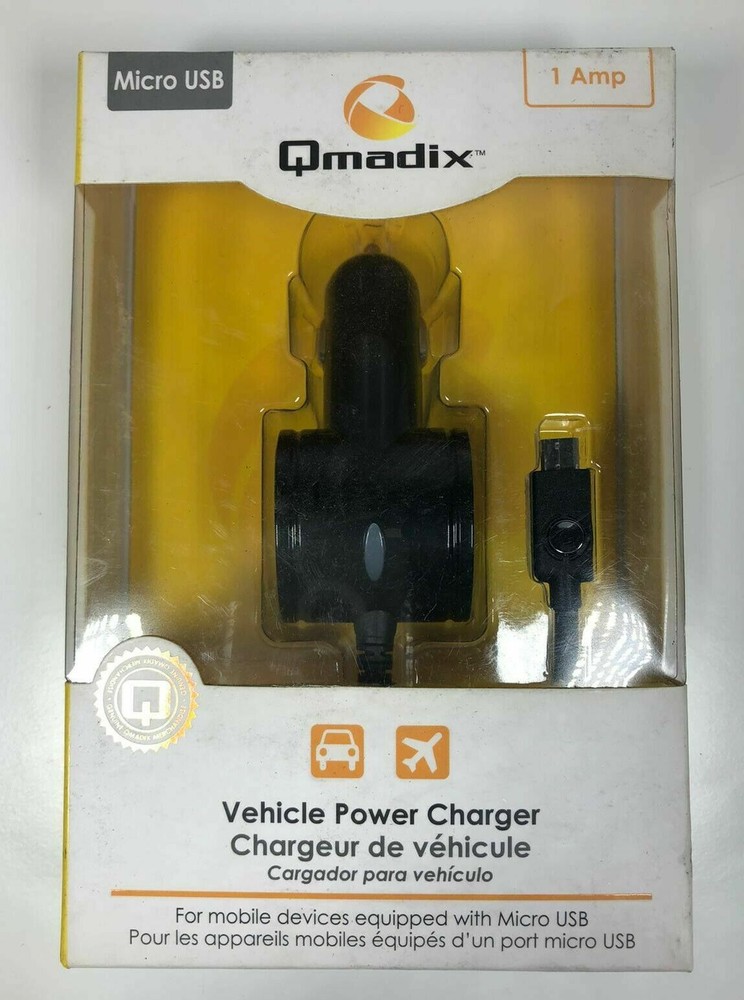 Qmadix 2.1A 7Ft Micro USB Vehicle Power Charger with Extra USB Port