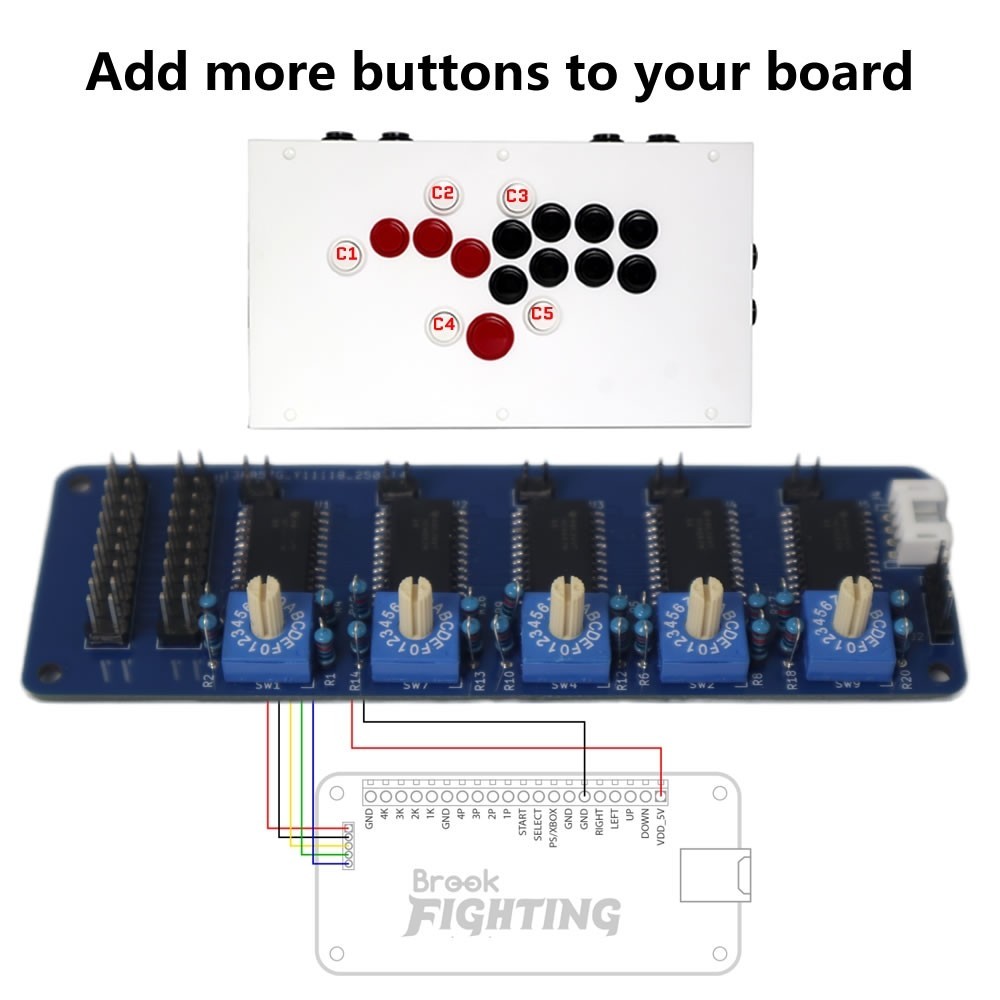 FightBox Auxiliary Button Module – Extra Input Panel for Brook Fight Boards