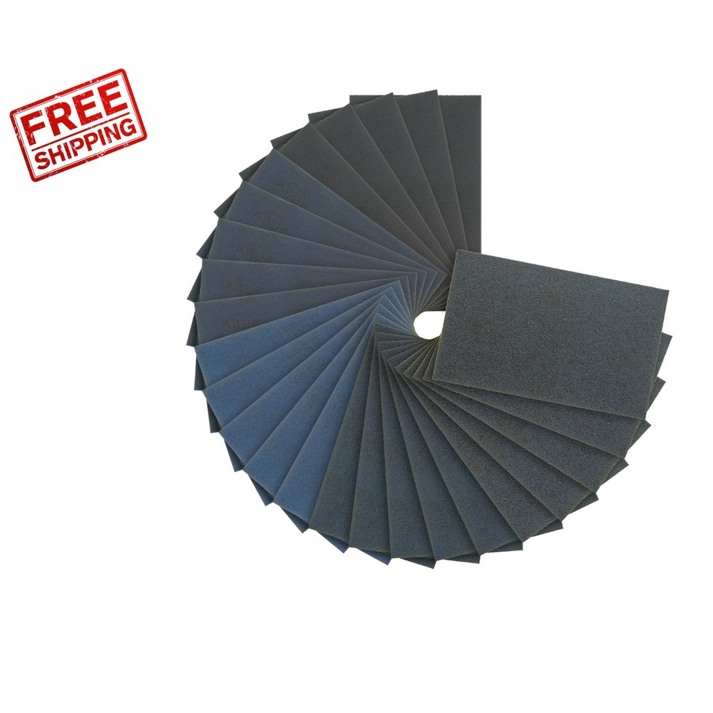 Complete Sanding Solution: 25 Sheets 5-1/2" x 9" Wet/Dry Sandpaper Variety Pack