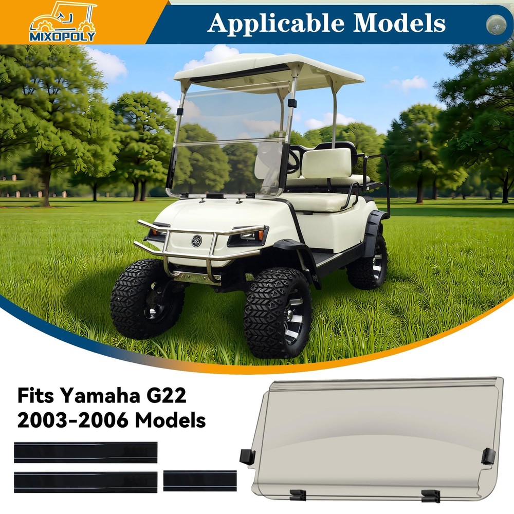 3/16"(5MM) Thick Foldable Golf Cart Windshield Direct Replacement for Yamaha ...