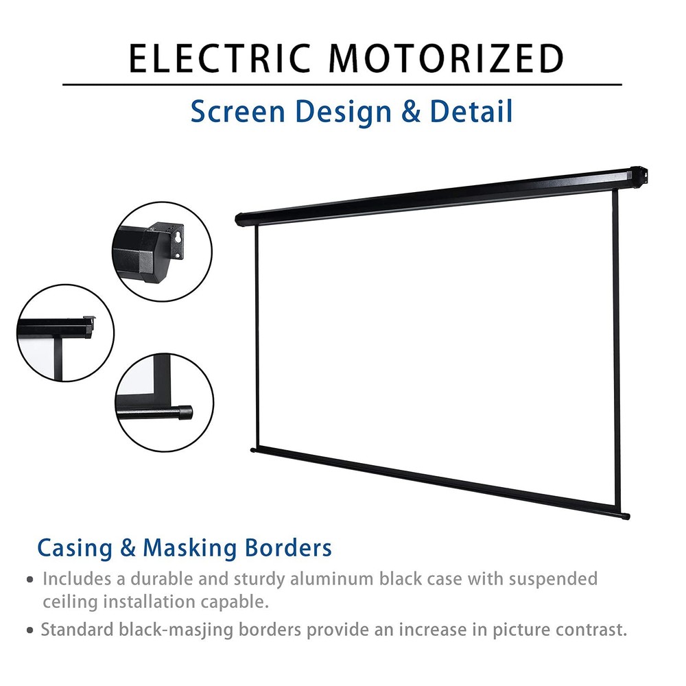 120" Motorized Projector Screen Electric Diagonal Automatic Projection 4:3 HD...