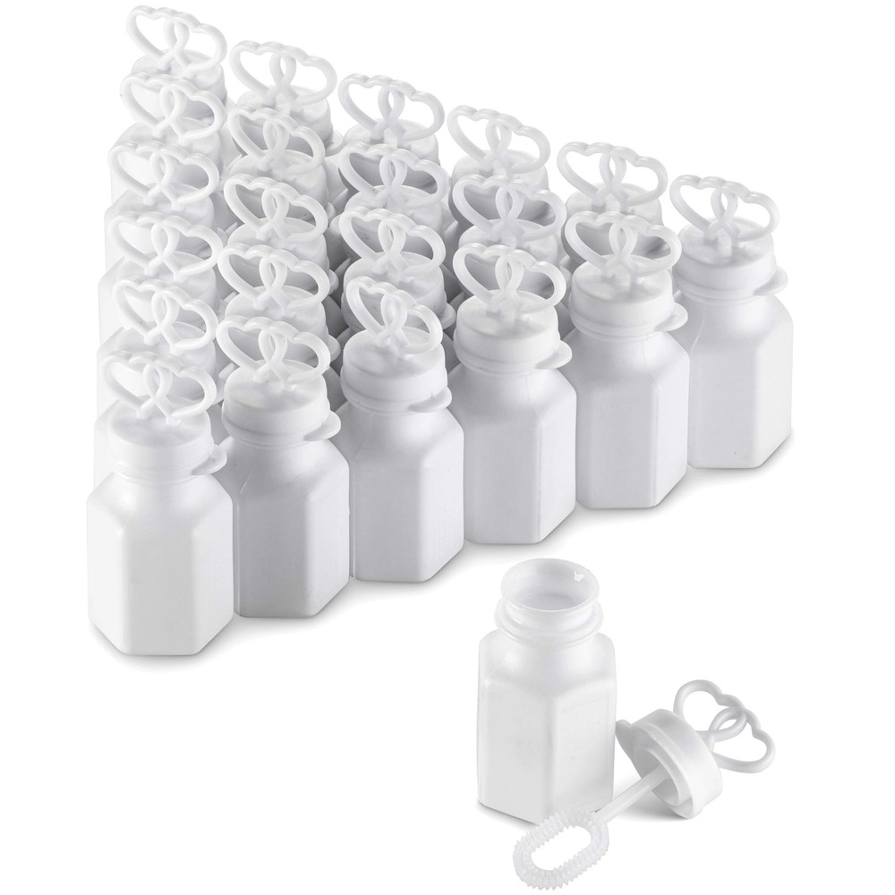 Wedding Bubbles with Wands - 48 Count Bulk Mini Double Heart Top Bubbles for ...