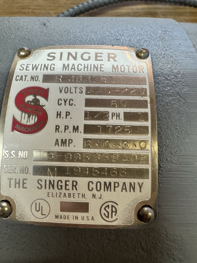SINGER INDUSTRIAL SEWING MOTOR Tested Working