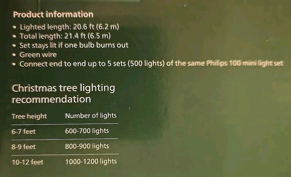 Philips 100 Mini Clear Lights with Green Wire