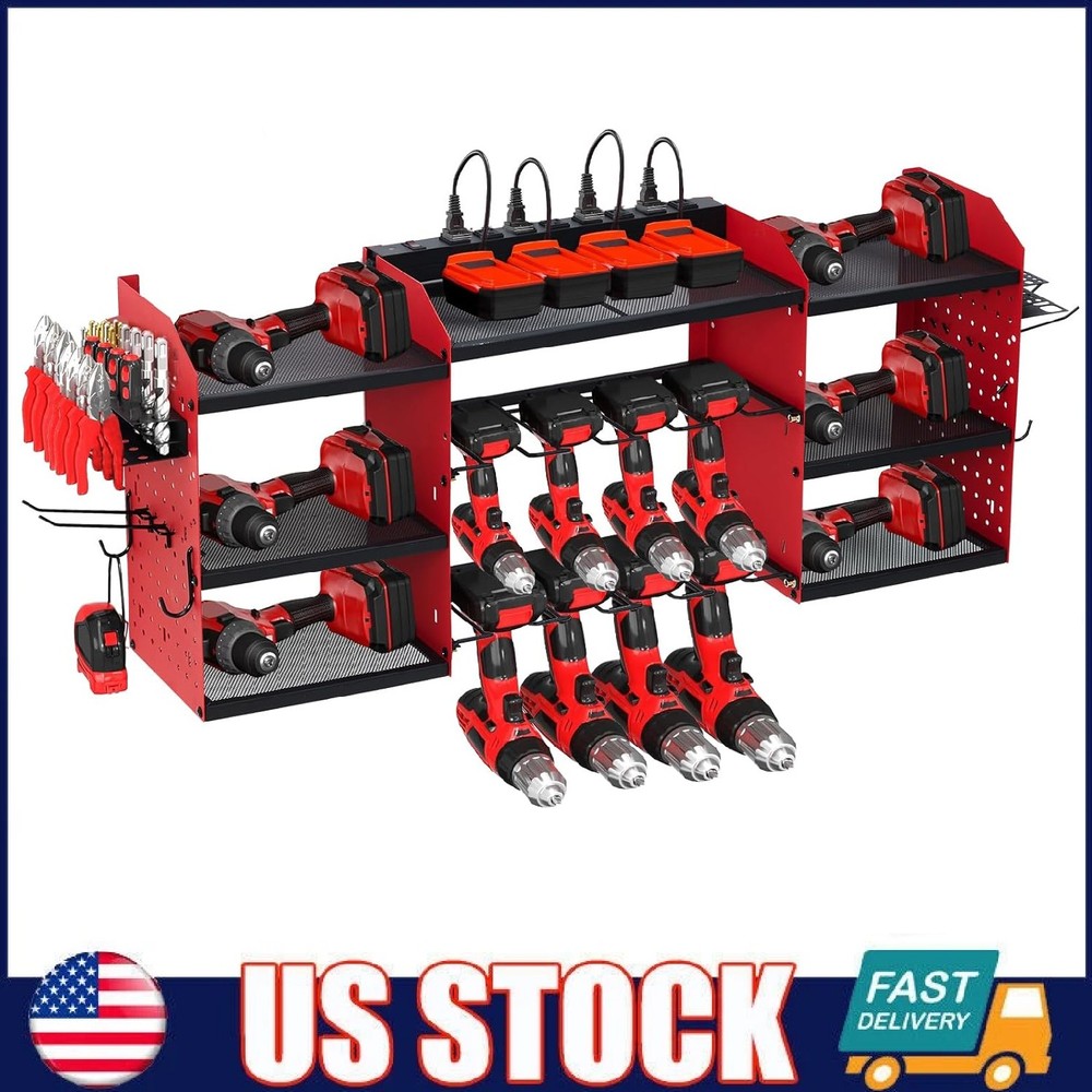 Power Tool Organizer Wall Mount, Heavy Duty 3-Layer Drill Storage Shelf Garage