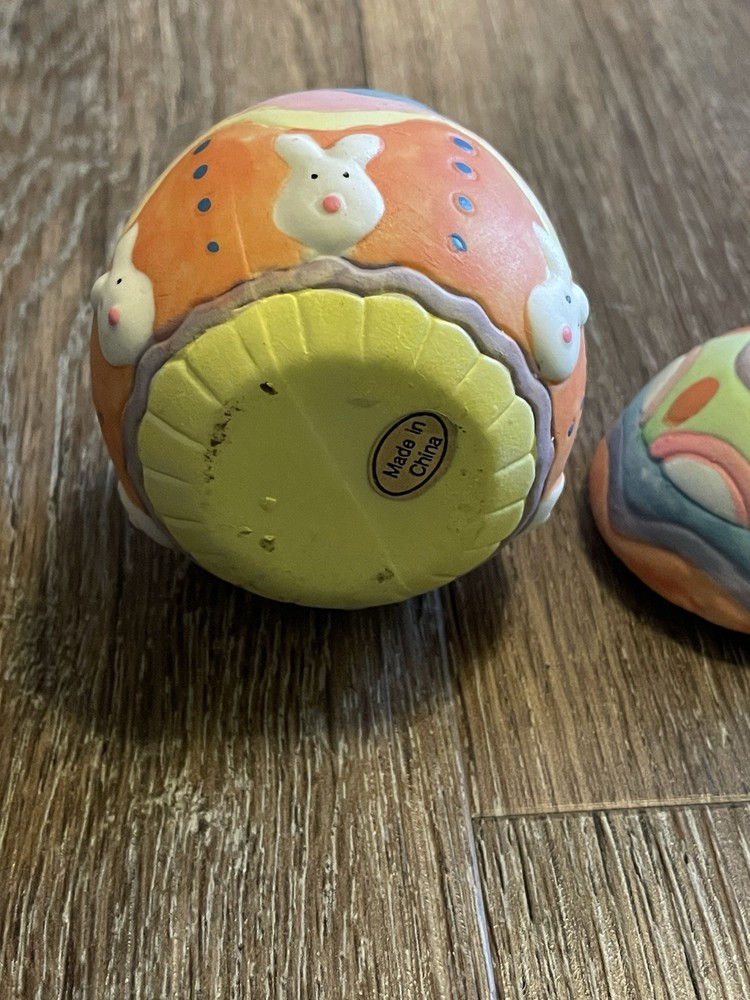 NEW Open BOX Ceramic Easter Egg Candles 6 pc. Unscented Hand Painted Colors