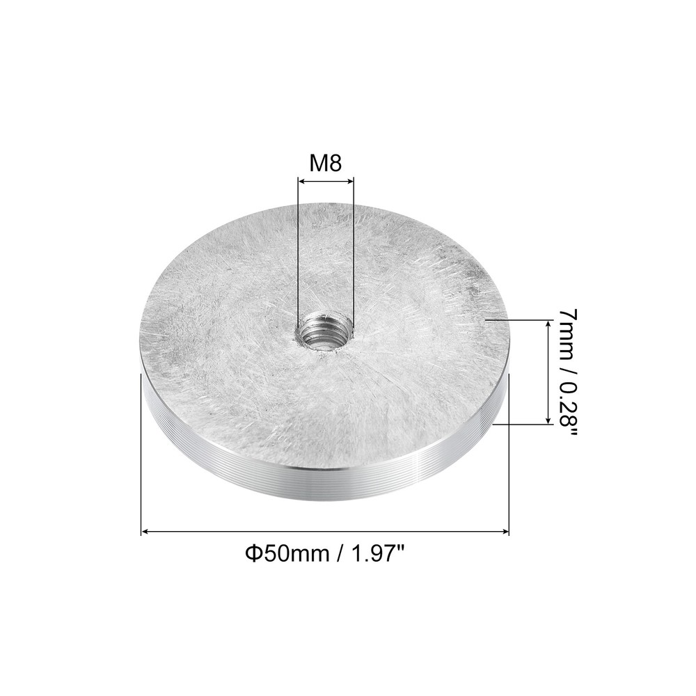 M8 Thread 50mm Diameter Round Shape Aluminum Disc Hardware 1pcs
