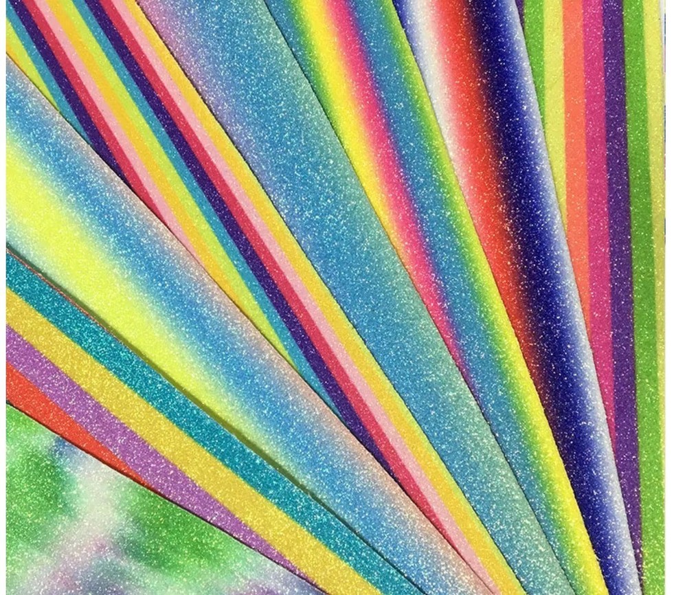 Glitter Super Fine Stripe Rainbow Colorful Multipurpose DIY Soft Canvas Backing